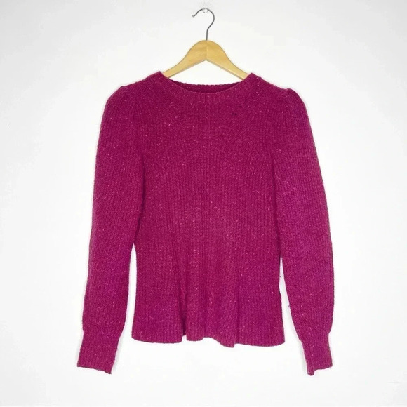 Rebecca Taylor La Via Red Ribbed Peplum Sweater Size Small - Picture 1 of 7